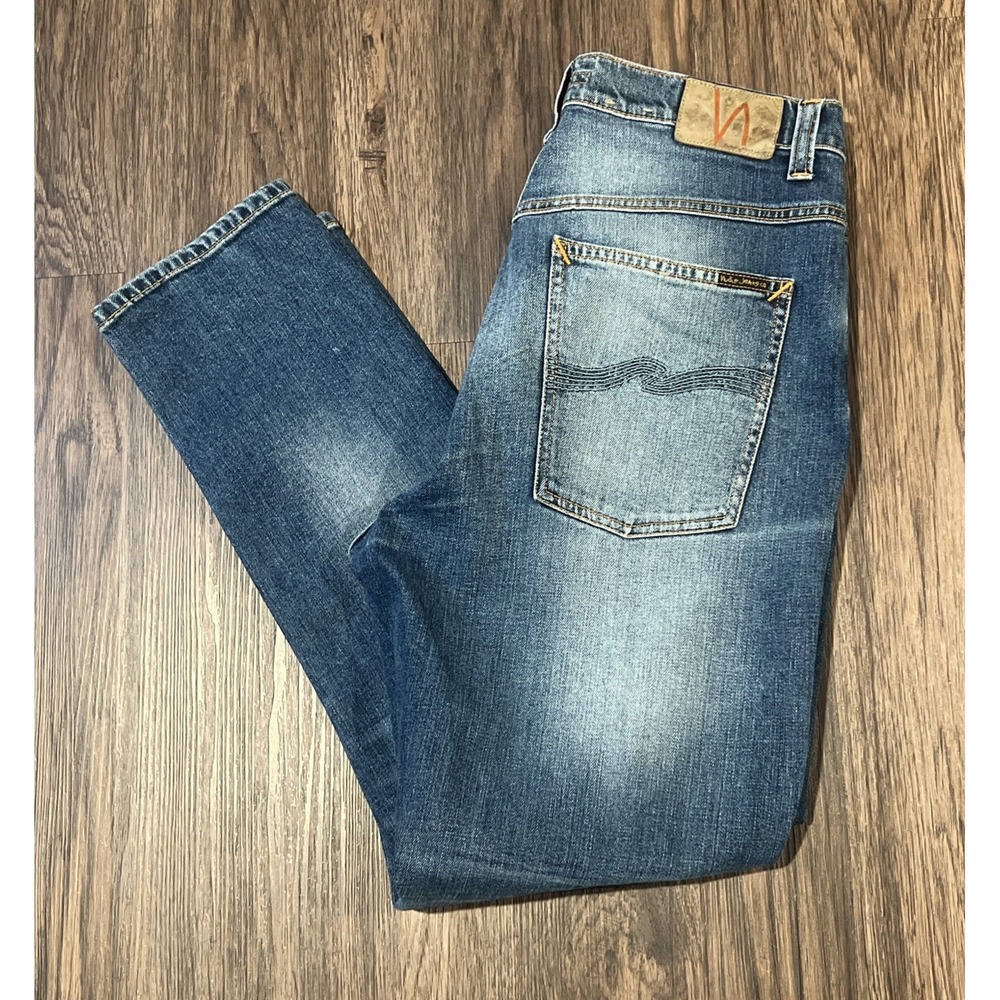 RARE Men's Brute Knut Nudie Jeans Denim Size 32X30 "Blue Hike" - MSRP $240